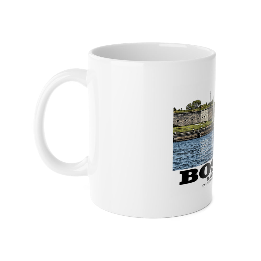 Castle Island, includes Fishing Pier 11 oz White Ceramic Mug - Boston Harbor