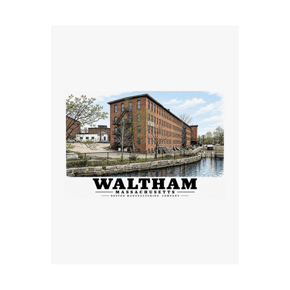 Illustrated Boston Manufacturing Company in Waltham on unframed matte poster