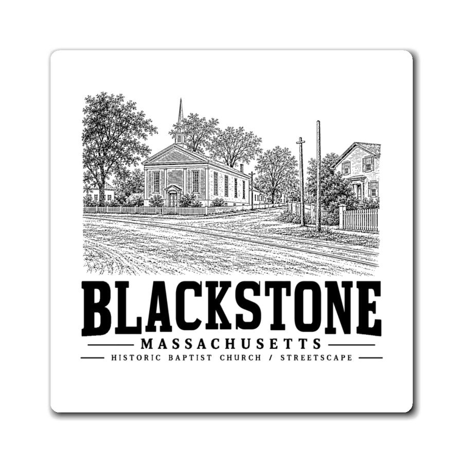 Blackstone Historic Baptist Church / Streetscape 4 in Magnet in White — front view