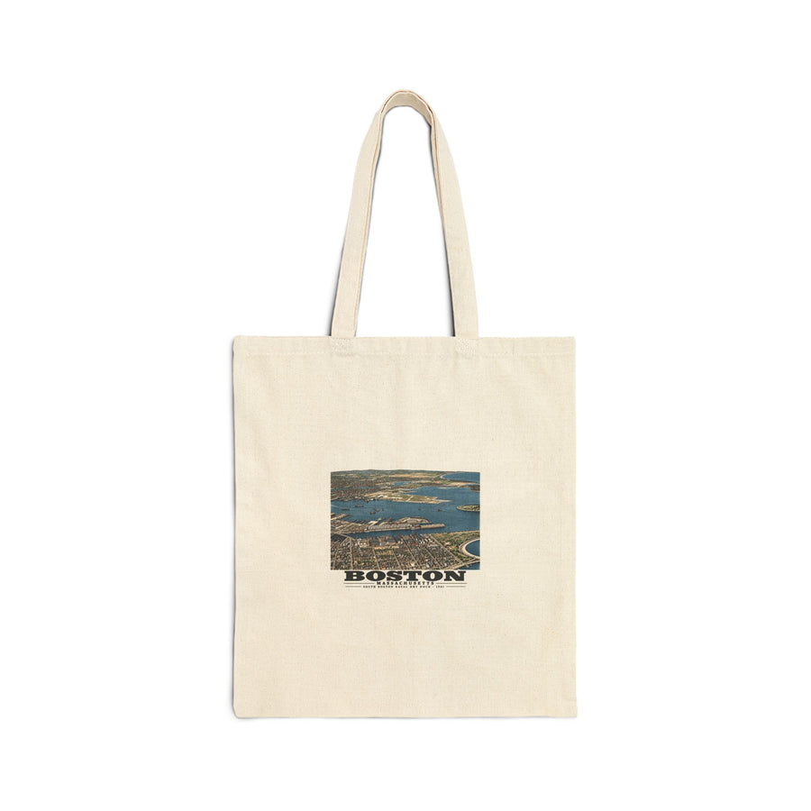 Navy Yard Annex, So. Boston, MA from South, 3000 feet Natural Heavy Canvas Tote - Boston Harbor