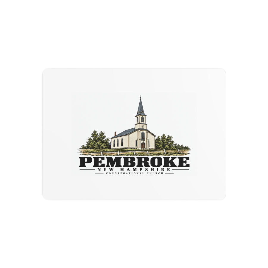 Front of Congregational Church metal wall art, with Pembroke, New Hampshire artwork and lettering.