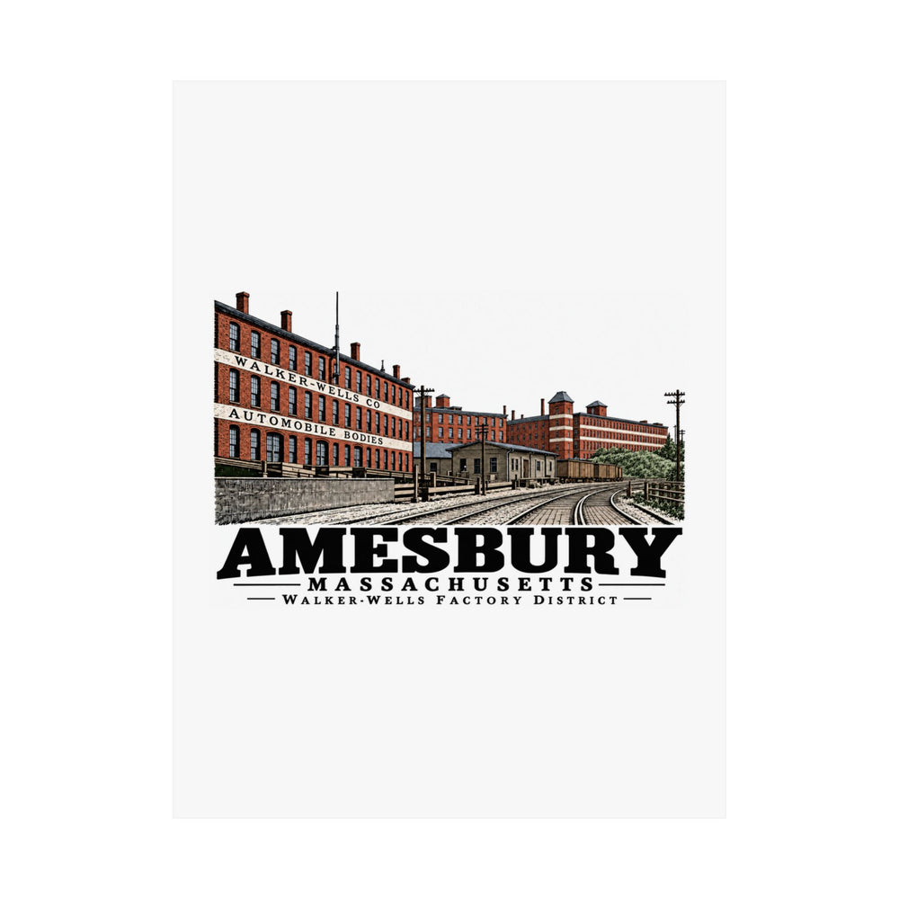 18 x 24 unclipped front of Walker-Wells Factory District matte poster, Amesbury, Massachusetts.