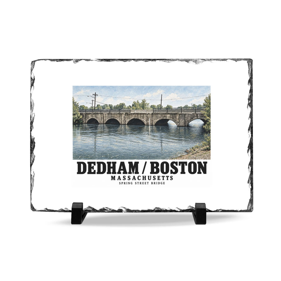 Spring Street Bridge north elevation (HAER MA-95-4, 1990) 7 × 11 in Slate Desk Plaque - Charles River