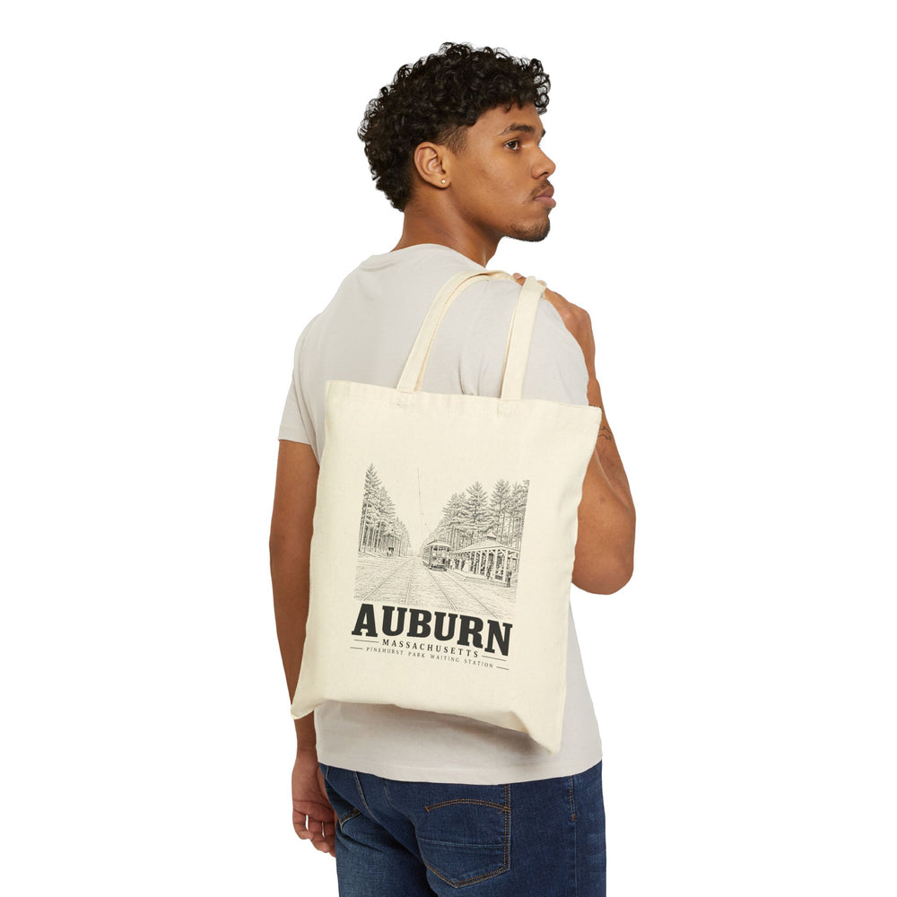 Auburn Pinehurst Park Waiting Station Heavy Canvas Tote in Natural — person-front view
