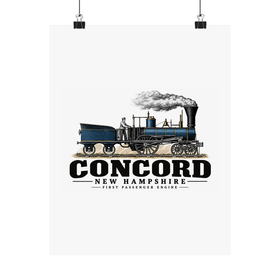 11 x 14 front of First Passenger Engine matte poster, Concord, New Hampshire.