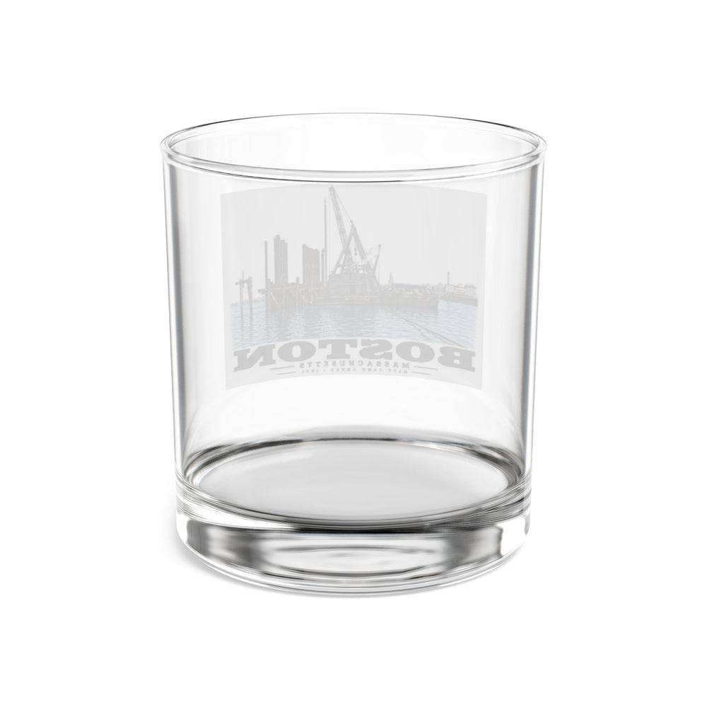 View from water of Navy Yard Annex/Dry Dock 10 oz Rocks Glass - Boston Harbor