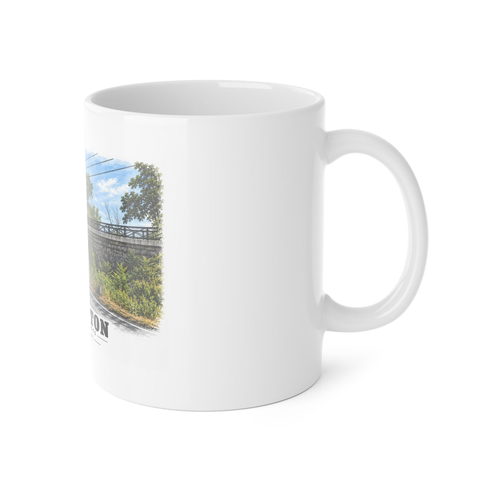 Eight Arch / Bogastow Brook Viaduct, Woodland Street, Upper Charles Rail Trail 11 oz White Ceramic Mug - Charles River