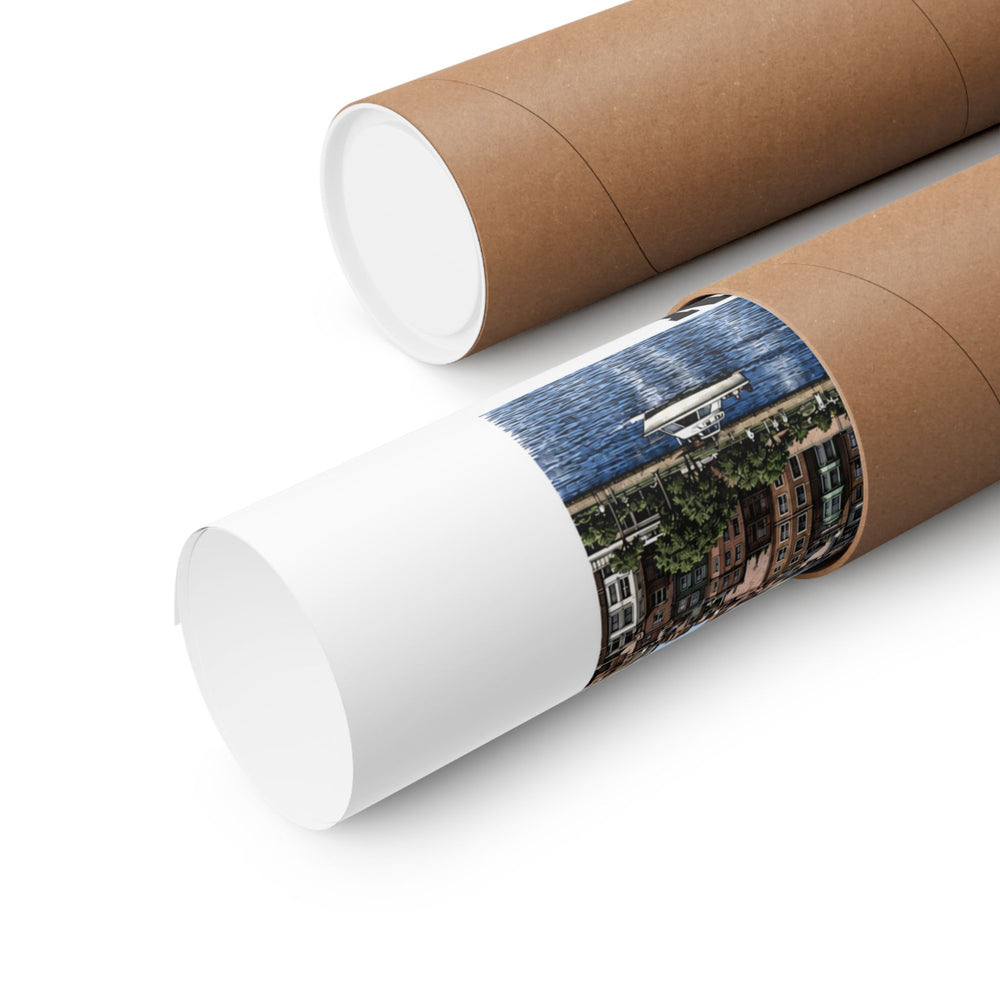 Illustrated Boston, Massachusetts, from the Charles River in Boston and Cambridge on unframed matte poster