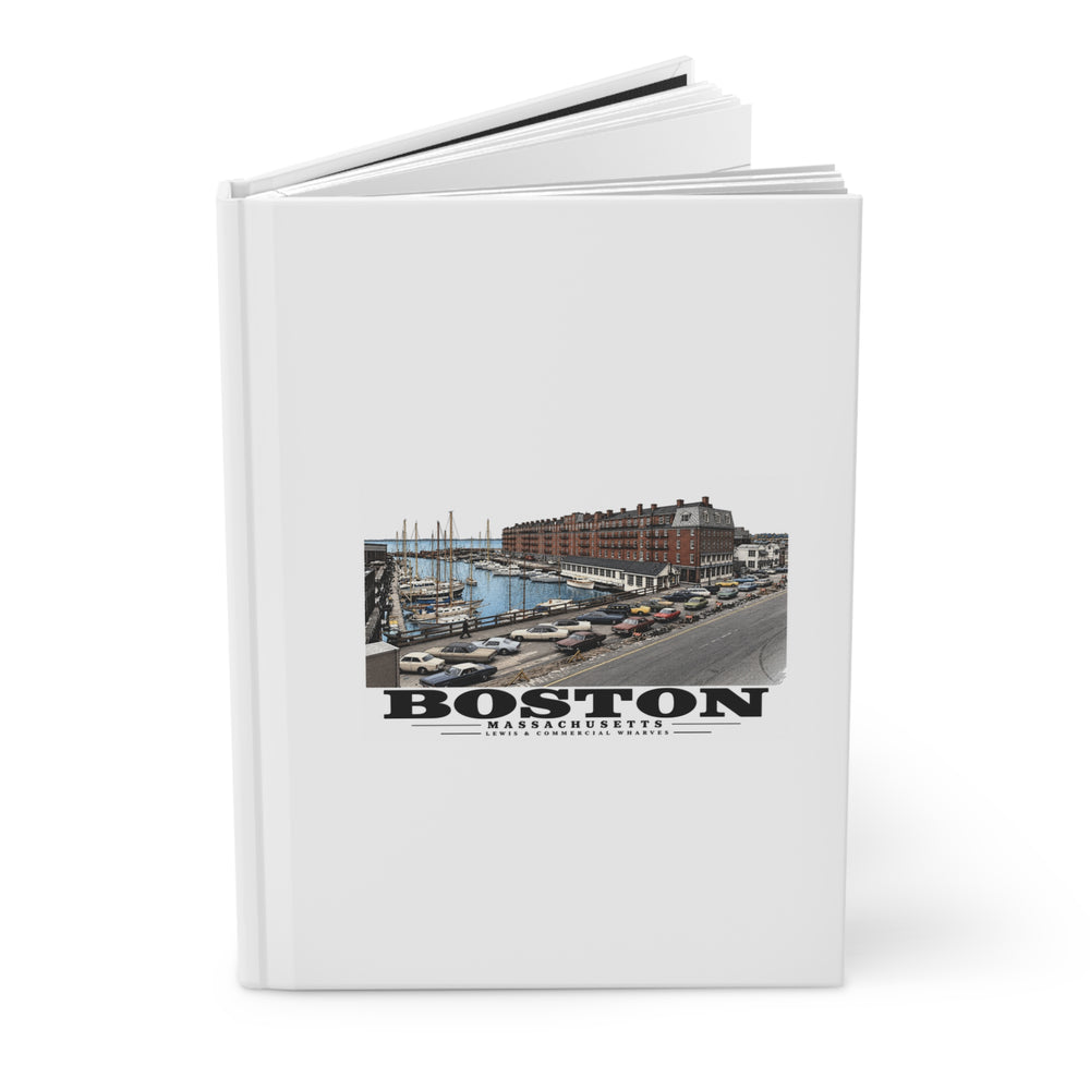 Marina between Lewis and Commercial Wharf Matte Hardcover Journal - Boston Harbor