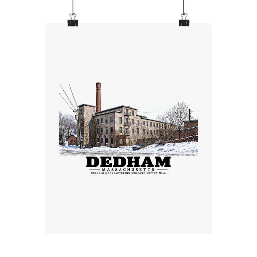 Illustrated Norfolk Manufacturing Company Cotton Mill in Dedham on unframed matte poster
