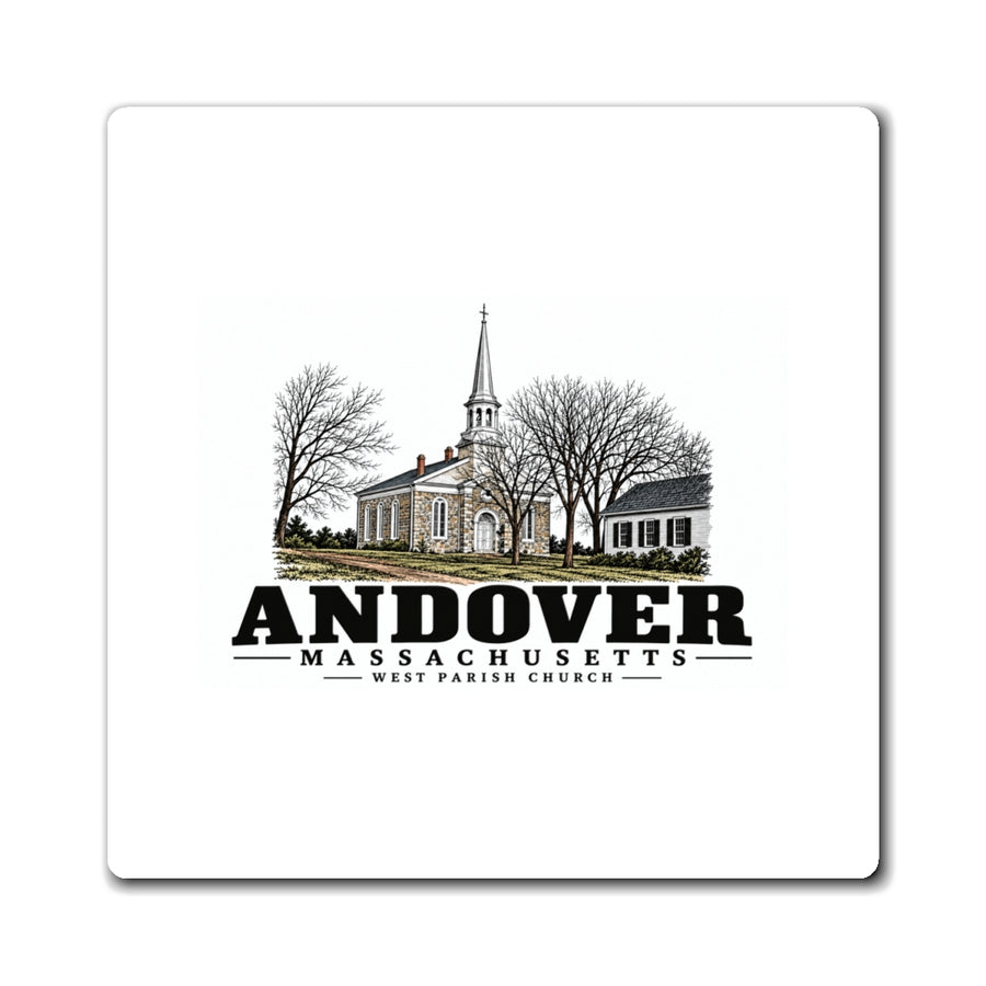 Andover West Parish Church exterior, frontispiece 4 in Magnet - Merrimack Valley Goods
