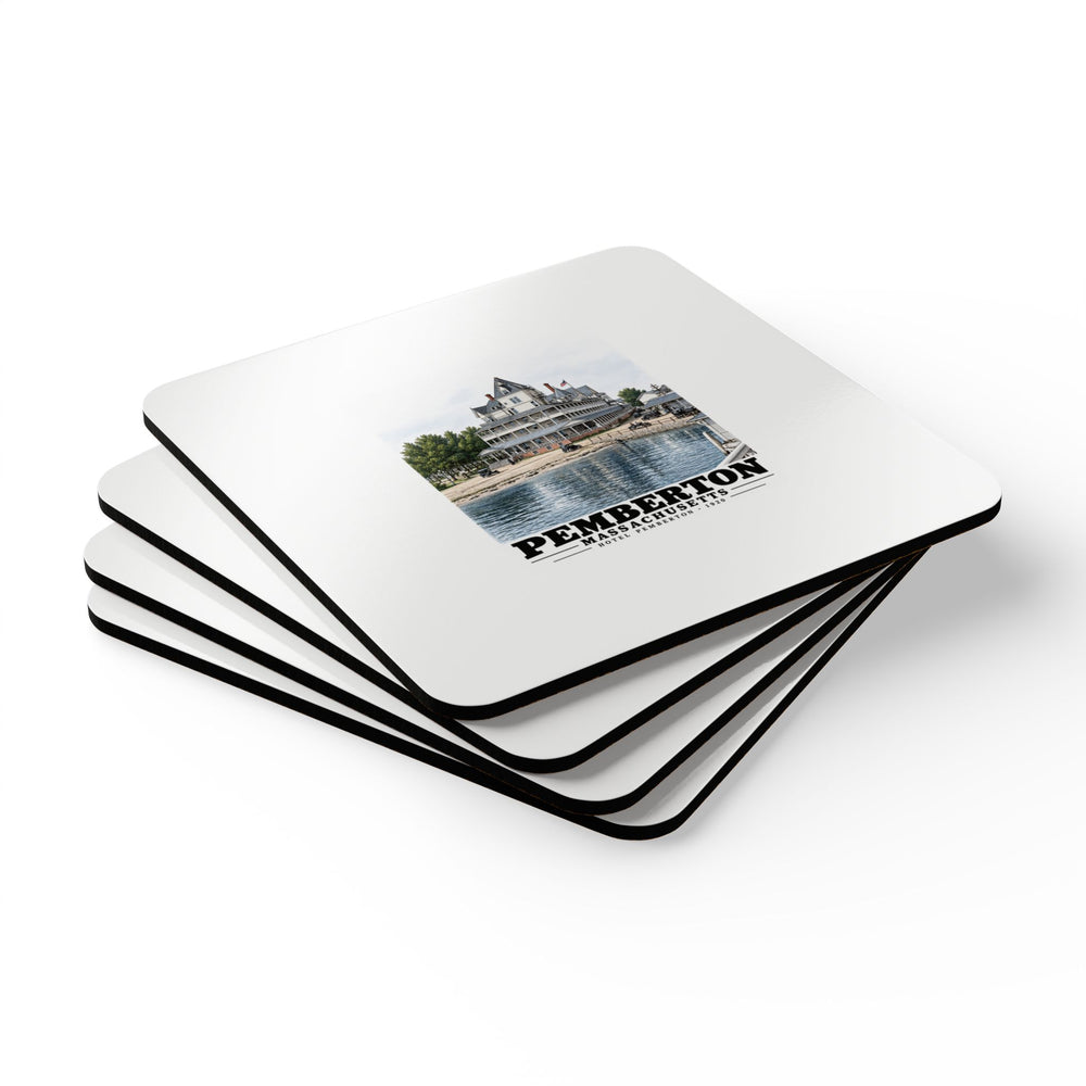 Hotel Pemberton, Nantasket Cork Back Coaster Set - Boston Harbor