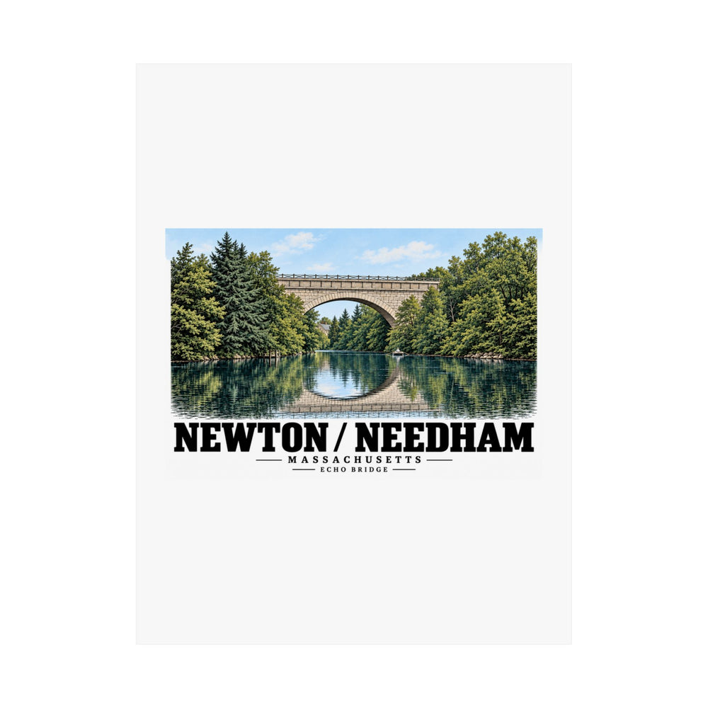 Flat Echo Bridge landscape poster with Newton/Needham lettering