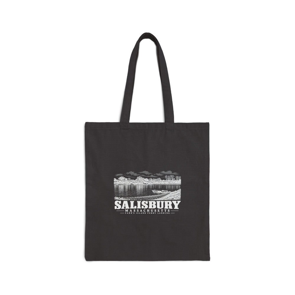 Carr’s Island old house and ferry landing Natural + Black Heavy Canvas Tote - Merrimack Valley Goods