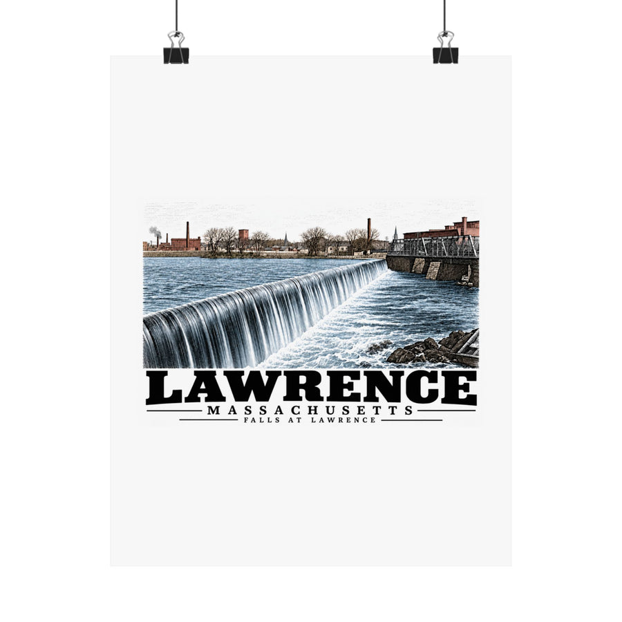 11 x 14 front of Falls at Lawrence matte poster, Lawrence, Massachusetts.