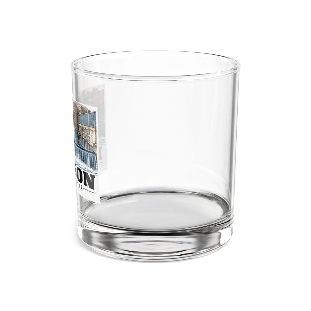 Illustrated Assabet River in Hudson on rocks glass