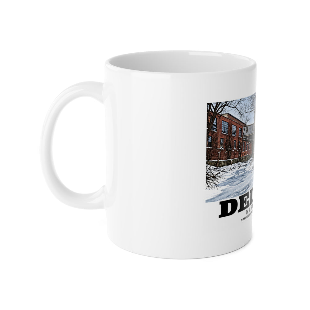 Illustrated Norfolk Manufacturing Company Cotton Mill in Dedham on ceramic mug