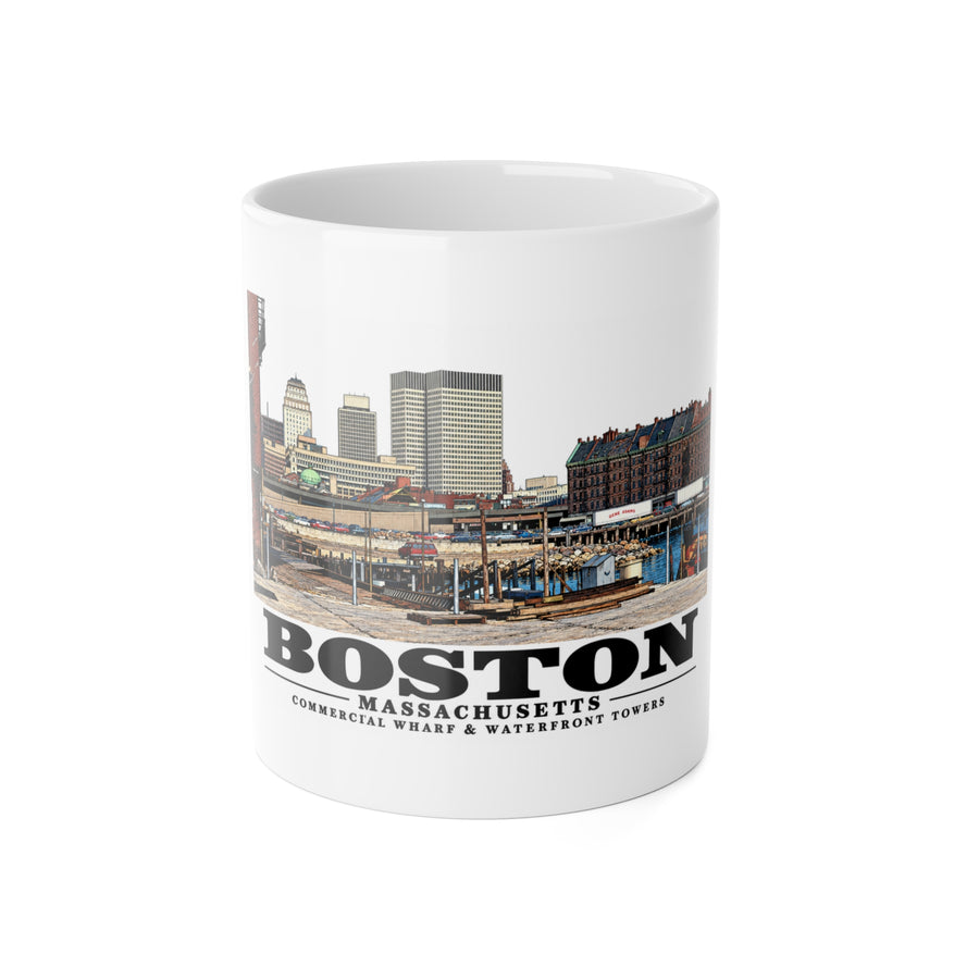 Commercial Wharf with new buildings 11 oz White Ceramic Mug - Boston Harbor