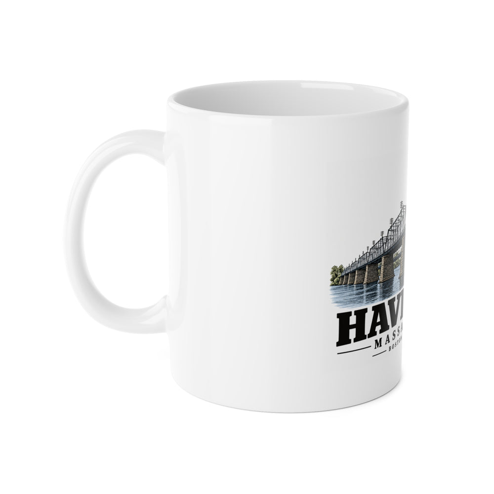 Haverhill Boston & Maine Merrimack railroad bridge 11 oz White Ceramic Mug - Merrimack Valley Goods