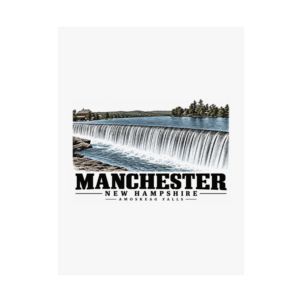 18 x 24 unclipped front of Amoskeag Falls matte poster, Manchester, New Hampshire.