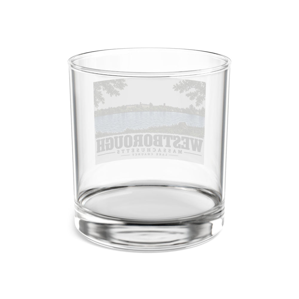 Illustrated Lake Chauncy in Westborough on rocks glass
