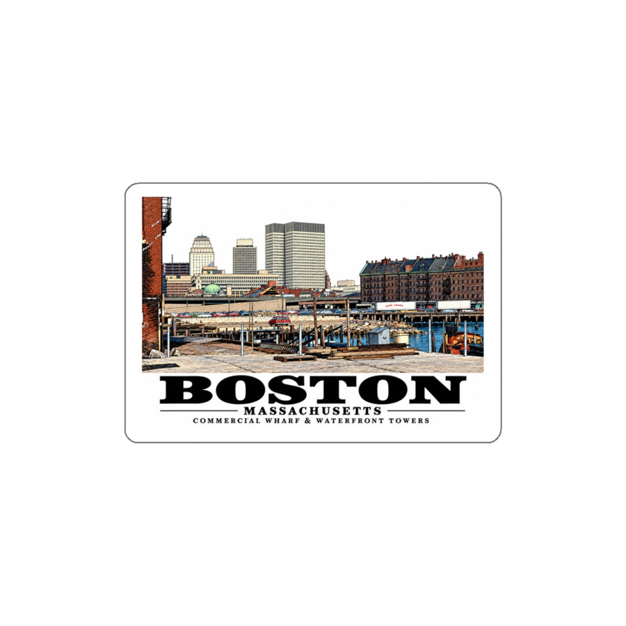 Commercial Wharf with new buildings 4 in White Die-Cut Sticker - Boston Harbor
