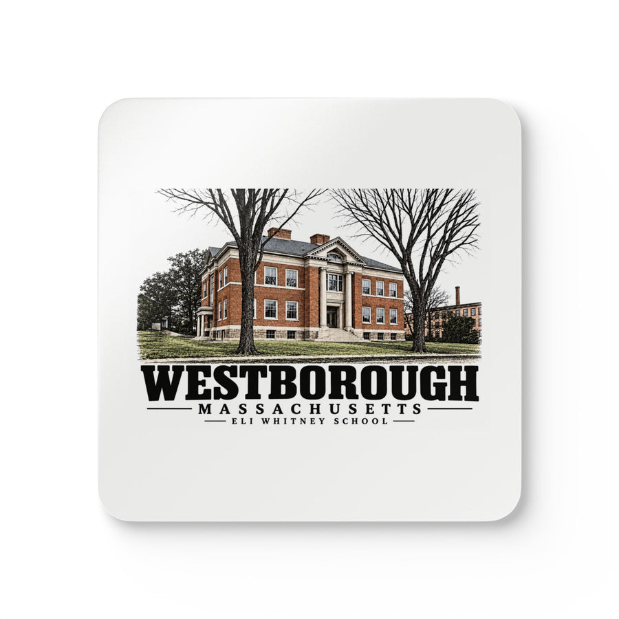 WESTBOROUGH Eli Whitney School Cork Back Coaster - Assabet Valley Goods