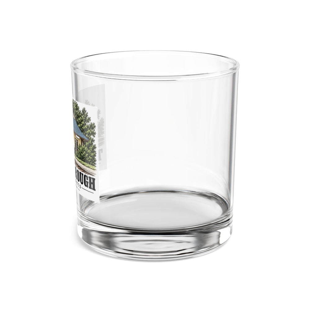 Tyngsboro railroad station, Tyngsborough illustration on 10 oz rocks glass — left side view