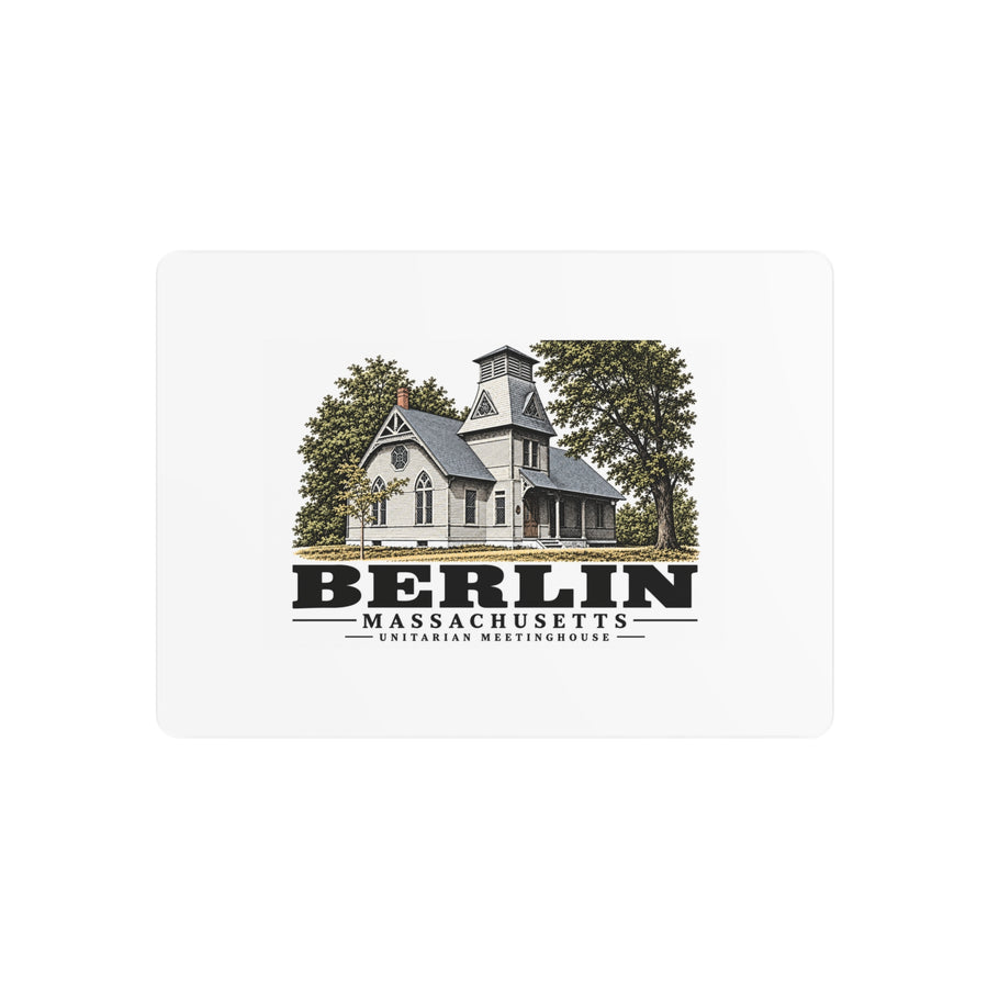 Illustrated Unitarian Meetinghouse in Berlin on metal art sign