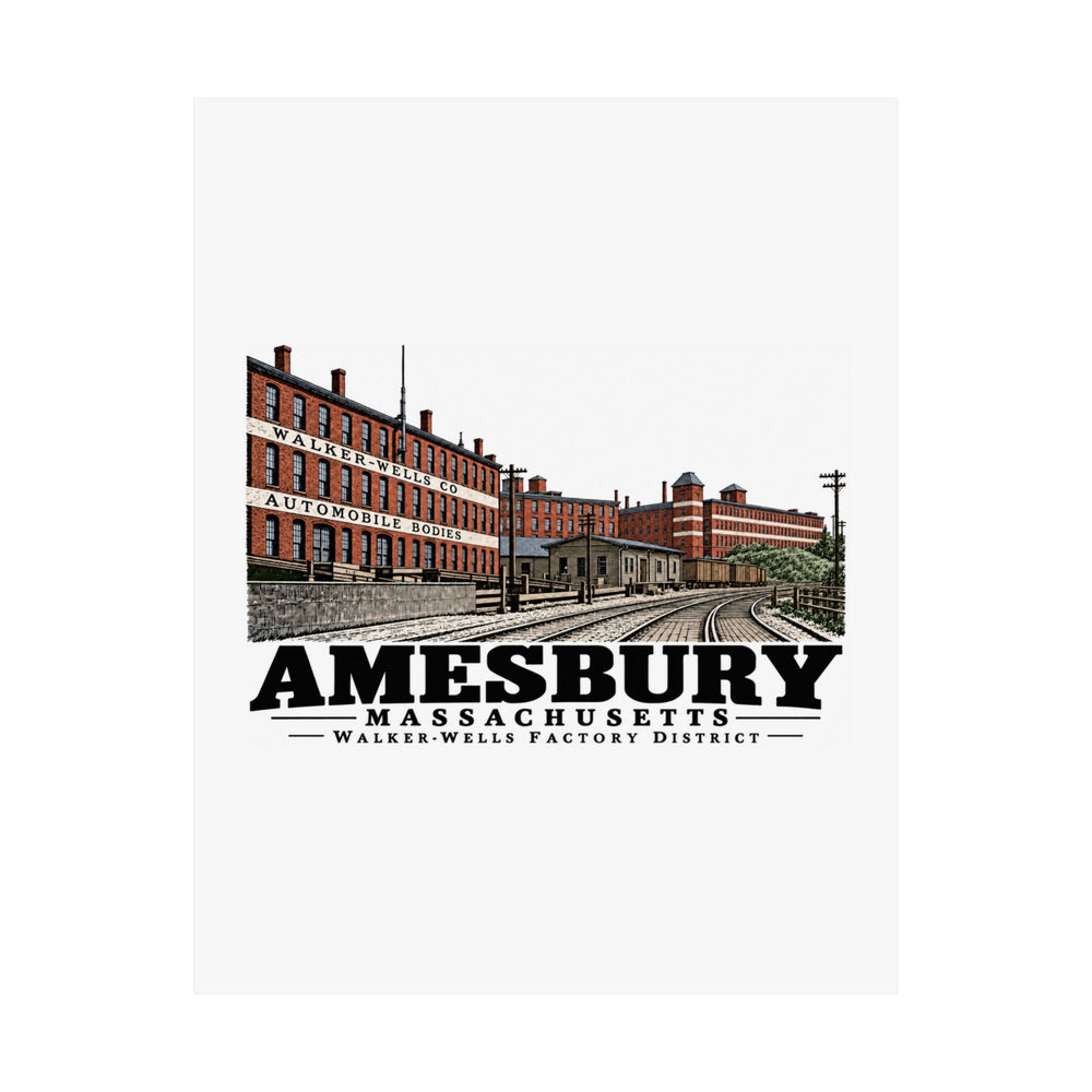11 x 14 unclipped front of Walker-Wells Factory District matte poster, Amesbury, Massachusetts.