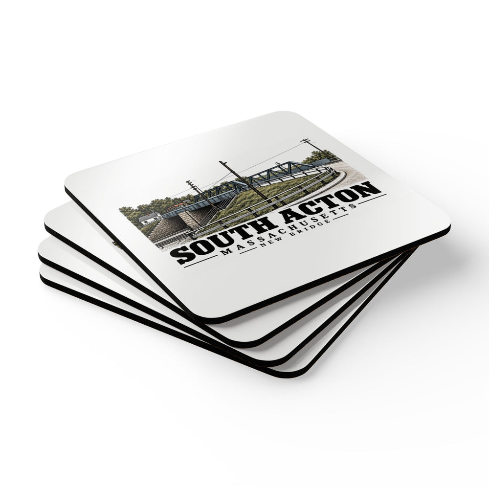 Illustrated New Bridge in Acton on corkwood coaster set