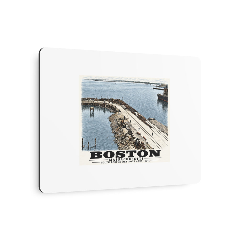 South Boston Dry Dock Area April 16-41 from roof of elevator shaft S 7 × 5 in Horizontal Metal Wall Art - Boston Harbor