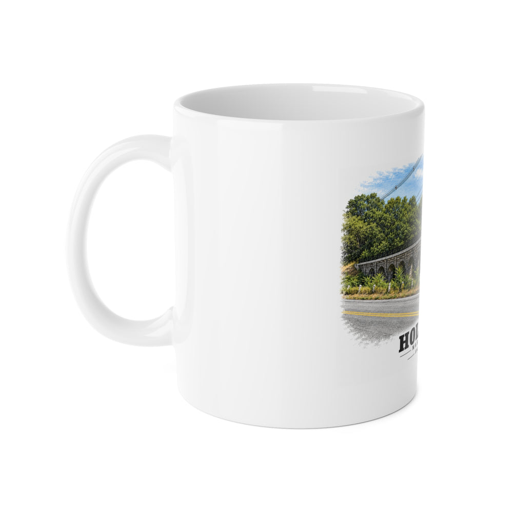 Eight Arch / Bogastow Brook Viaduct, Woodland Street, Upper Charles Rail Trail 11 oz White Ceramic Mug - Charles River