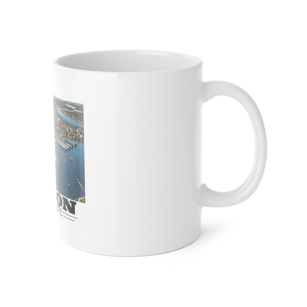 Navy Yard Annex, So. Boston, MA from East, 3000 feet 11 oz White Ceramic Mug - Boston Harbor