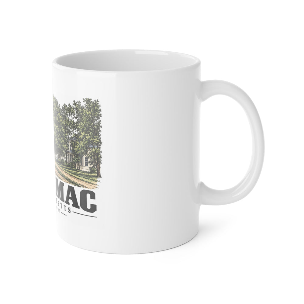 Merrimac Merrimac Street looking east, Merrimacport 11 oz White Ceramic Mug - Merrimack Valley Goods