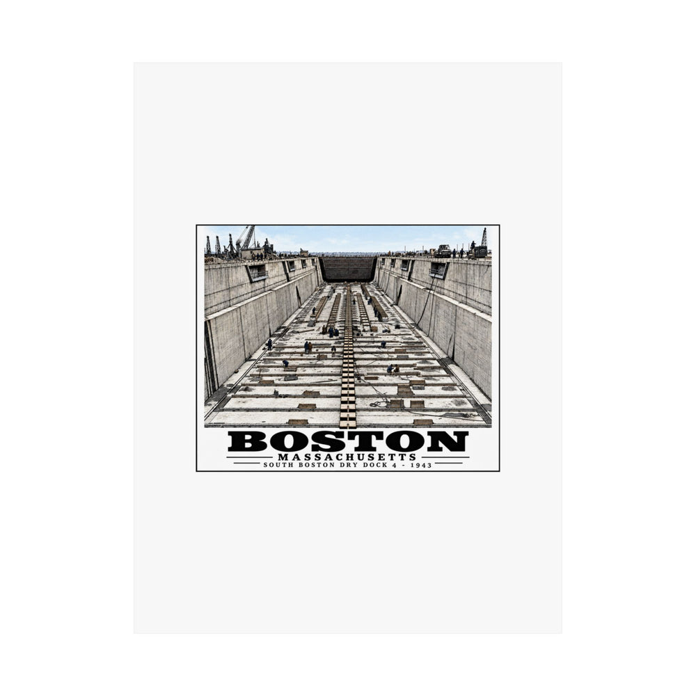 Dry dock #4 US Naval Dry dock, South Boston, completed June 1943 Matte Heritage Poster — 11 × 14 and 18 × 24 in - Boston Harbor