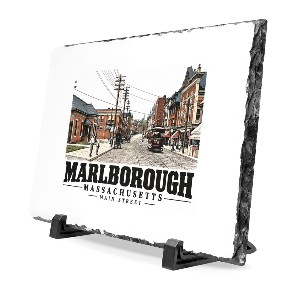 Illustrated Main Street in Marlborough on slate desk plaque