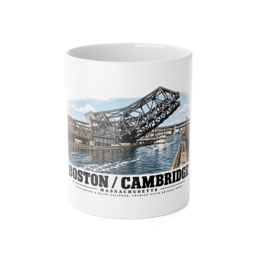 2. GENERAL VIEW SHOWING BRIDGE IN OPEN POSITION - Boston & Maine Railroad, Charles River Bridges, Charles River, North Station vicinity, Boston, Suffolk County, MA 11 oz White Ceramic Mug - Charles...