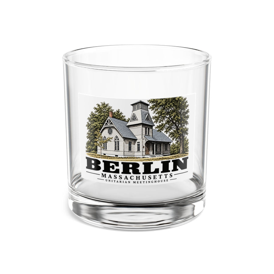 Illustrated Unitarian Meetinghouse in Berlin on rocks glass