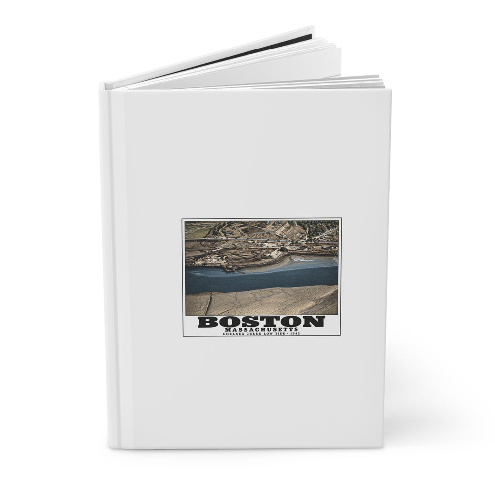 Shoreline, Chelsea Creek, East Boston, MA, Low Tide, Oil Storage Matte Hardcover Journal - Boston Harbor