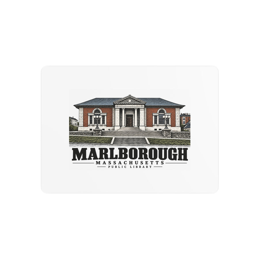 Illustrated Public Library in Marlborough on metal art sign