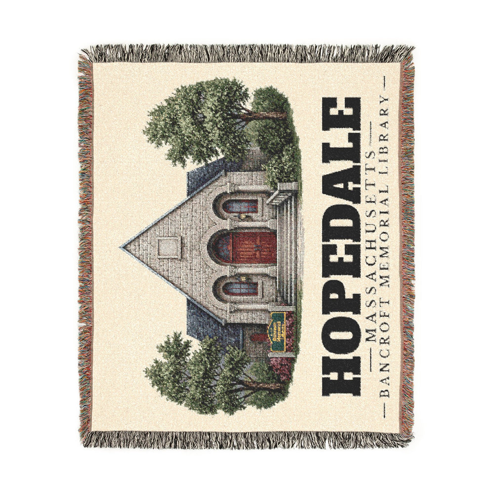Bancroft Memorial Library — Hopedale, Massachusetts woven blanket, product view 2