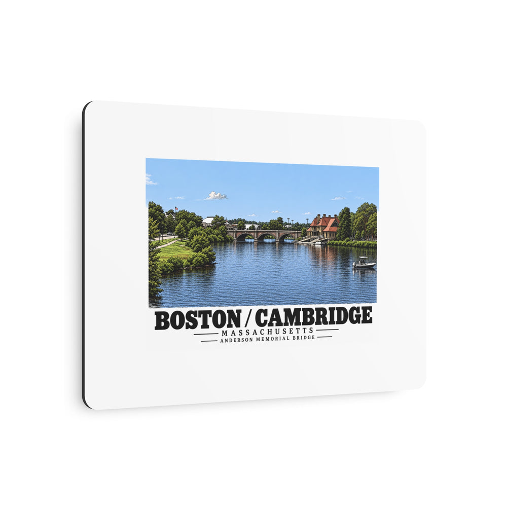 Angled view of Anderson Memorial Bridge distant river view metal print with its dark edge visible
