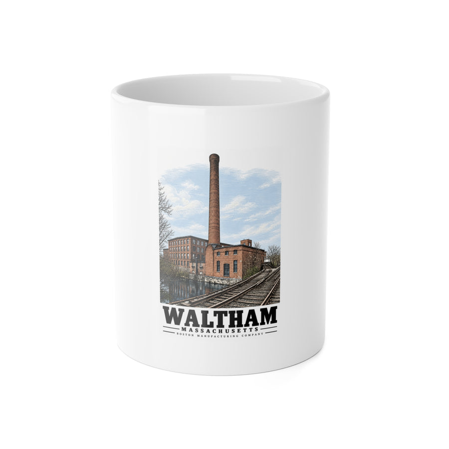 Illustrated Boston Manufacturing Company in Waltham on ceramic mug