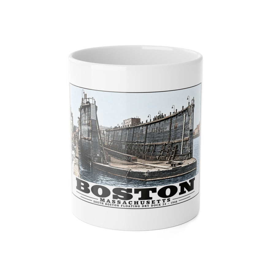 Floating dry dock #24 US Naval Dry Dock, South Boston 11 oz White Ceramic Mug - Boston Harbor