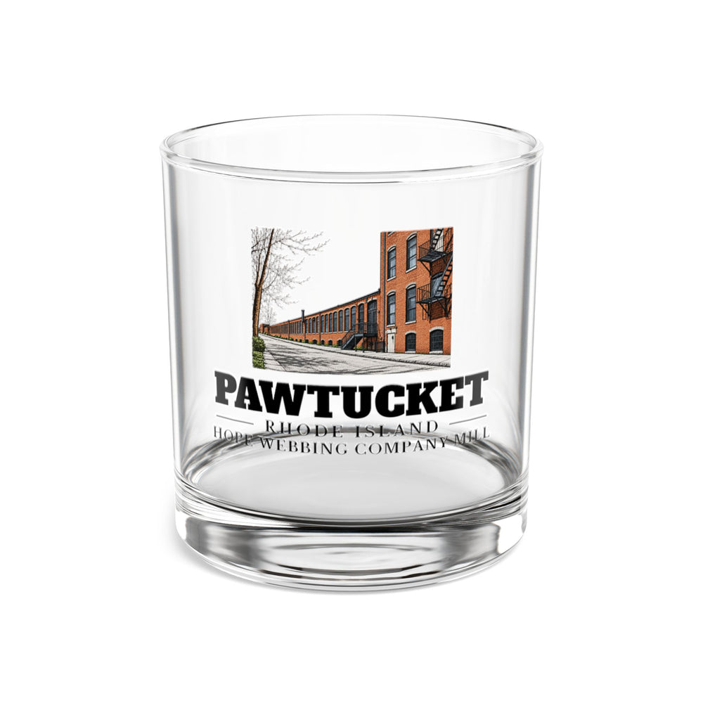Front view of Pawtucket Hope Webbing Company Mill 10 oz Rocks Glass