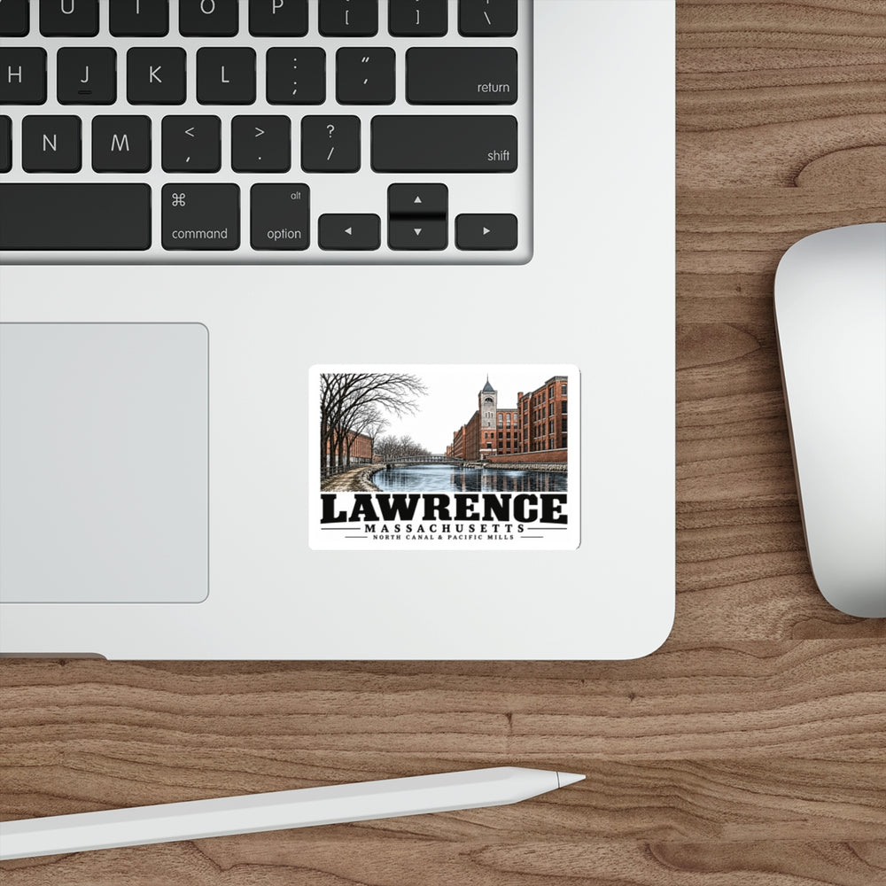 Lawrence North Canal and Pacific Mills 4 in Opaque Rectangle Die-Cut Sticker - Merrimack Valley Goods