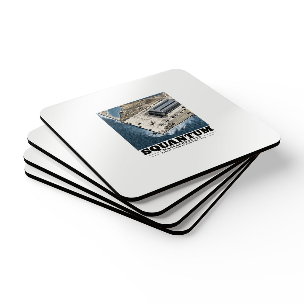 NAS Squantum at high tide Cork Back Coaster Set - Boston Harbor