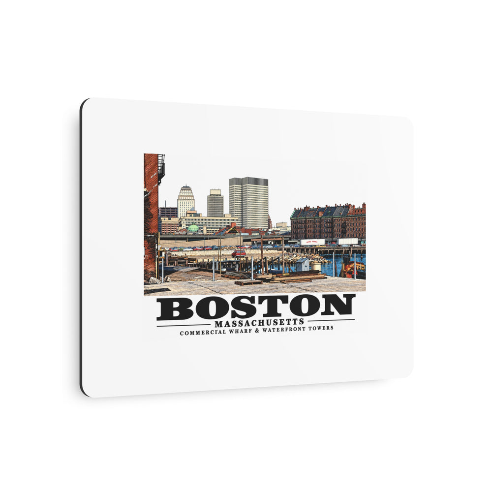 Commercial Wharf with new buildings 7 × 5 in Horizontal Metal Wall Art - Boston Harbor