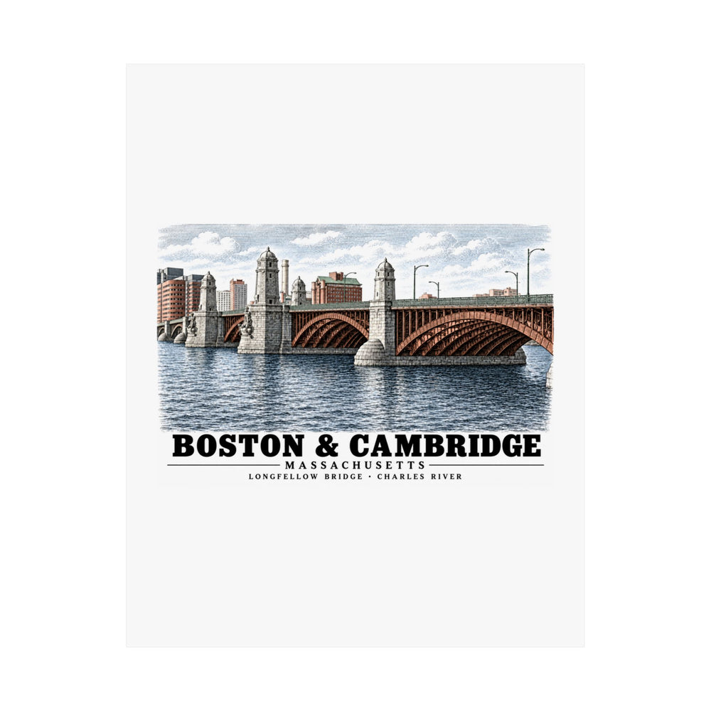 Longfellow Bridge, Charles Circle / Main Street across Charles River Matte Heritage Poster — 11 × 14 and 18 × 24 in - Charles River